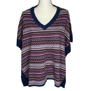 Freshman Forever‎ Top V Neck Poncho Style Sweater Top Size Small